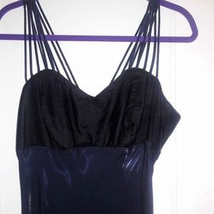 Black and Blue Purple Satiny Dress